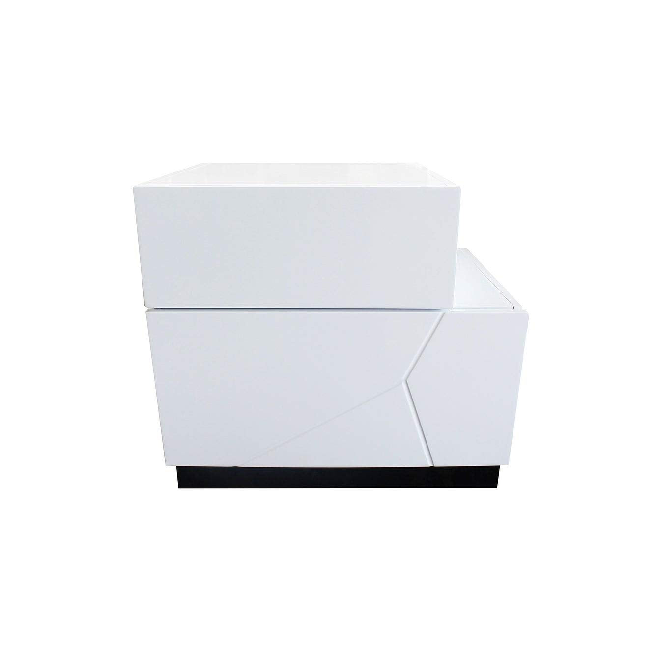 Best Master Poplar Wood Right-Facing Bedroom Nightstand In White/Black